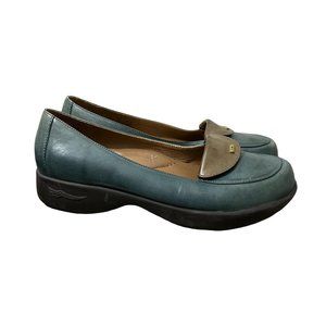 Dansko Womens Teal Green Slip On Leather Loafers Comfort Shoes Sample Size 38